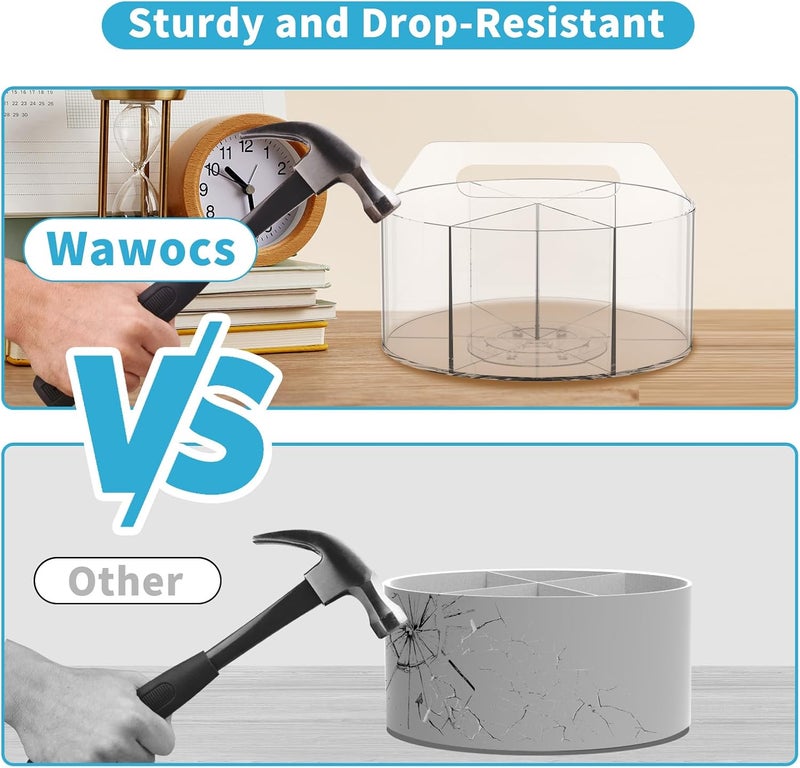 Wawocs Acrylic Desk Organizer Clear Pen Holder 2 Packs, 360 Degree Pencil Holder for Desk Kids, Rotating Lazy Susan Organizer for School Supplies, Marker Holder Art Supply Storage Organizer with Dividers - Image 4